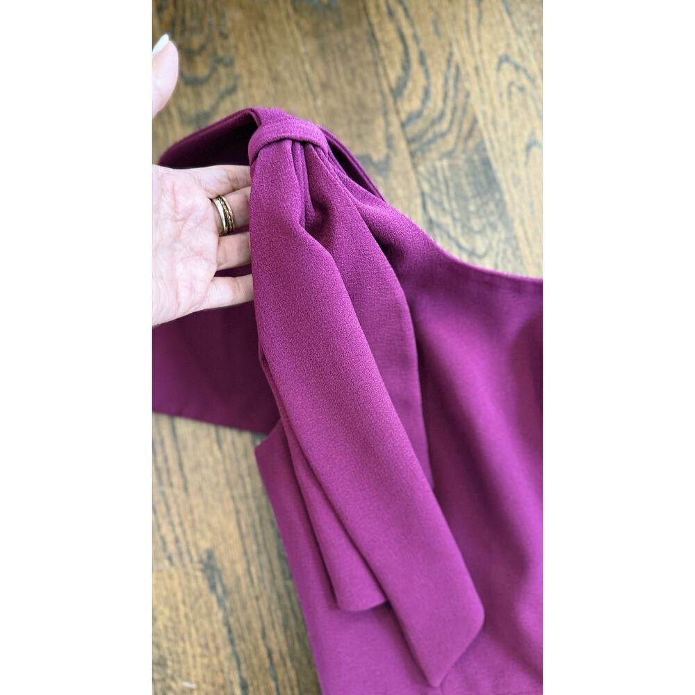 DRESS THE POPULATION Tiffany One-Shoulder Midi Dress In Dark Magenta Size Small - Picture 4 of 9